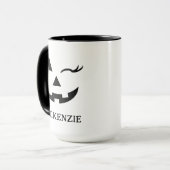 Custom Girly Jack O Lantaarn Pompoen Gezicht Hallo Mok (Voorkant links)