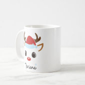 Custom Girly Reindeer Face Coffee Mug (Devant gauche)
