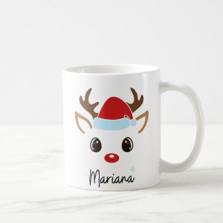 Custom Girly Reindeer Face Coffee Mug 