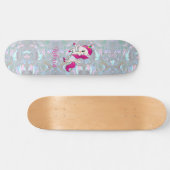 Custom Girly Sparkly Faux Moeder van Pearl Unicorn Skateboard (Horizontaal)
