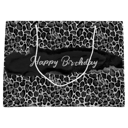 Custom Glam Leopard Print Verjaardag Groot Cadeauzakje (Voorkant)