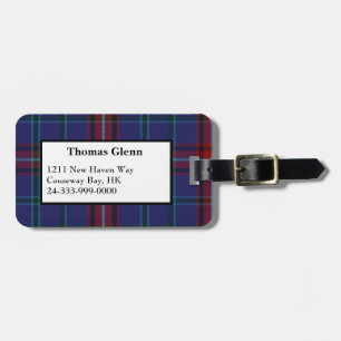 Custom Glenn Tartan Plaid Bagagelabel