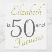 Custom Gold 50 en Fabulous 50ste verjaardag Wijn Etiket (Enkel label)