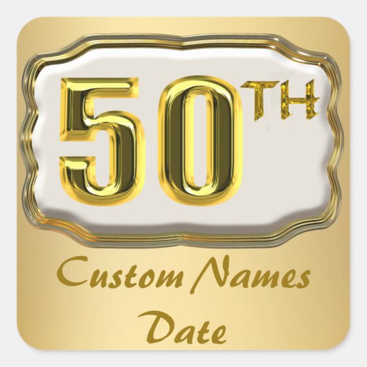 Custom Gold 50th Anniversary Or Birthday Stickers (Voorkant)