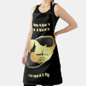 Custom Gold & Black Hair Styling Schort (Insitu)