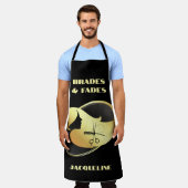 Custom Gold & Black Hair Styling Schort (Gedragen)