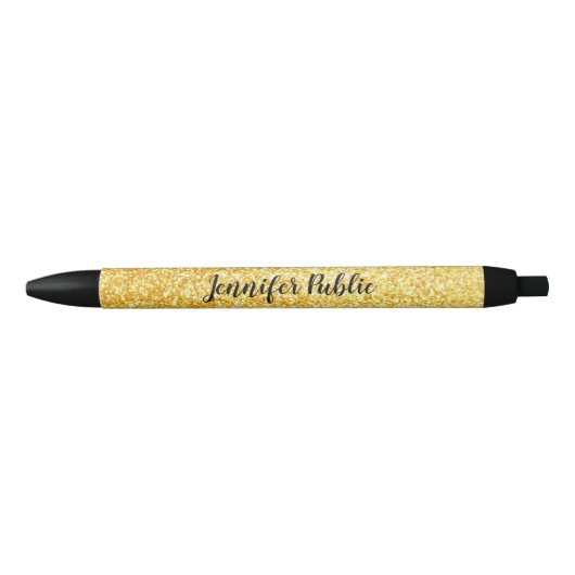 Custom Gold Glitter Sjabloon Calligraphed Script Zwarte Inkt Pen (Voorkant)