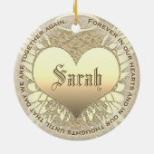 Custom Gold Heart Memorial Keramisch Ornament (Achterkant)