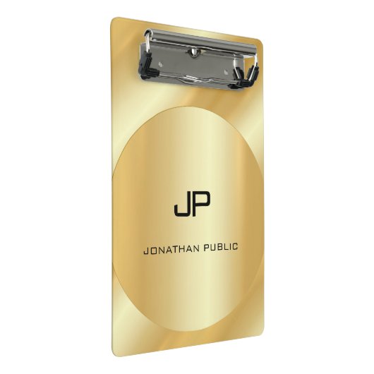 Custom Gold look Elegant Moderne Monogram Sjabloon Mini Klembord (Schuin)