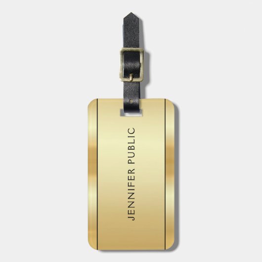 Custom Gold Look Modern Elegant Tweezijdig Bagagelabel (Voorkant verticaal)