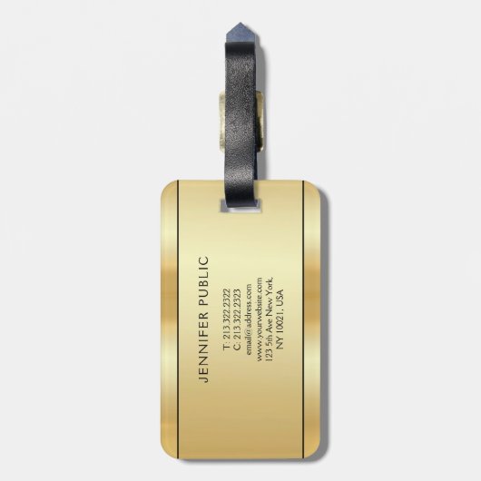 Custom Gold Look Modern Elegant Tweezijdig Bagagelabel (Achterkant verticaal)