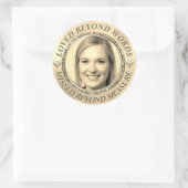 Custom Gold Memorial Foto Ronde Sticker (Tas)