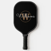 Custom Gold Monogram Script Naam Zwart Pickleball Paddle (Achterkant)