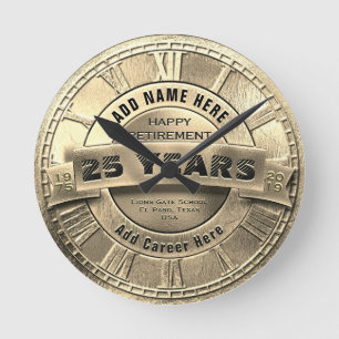 Custom Gold Retirement Award Ronde Klok