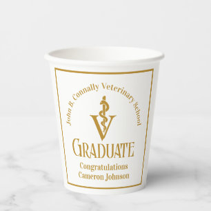 Custom Gold Veterinaire School Afstudeerfeest Papieren Bekers