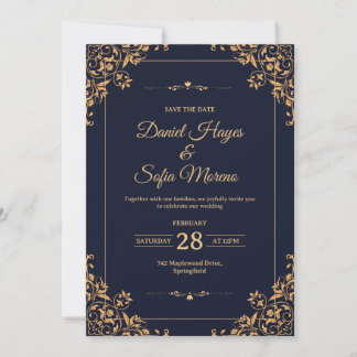 Custom Gold Wedding Invitation | Kaart