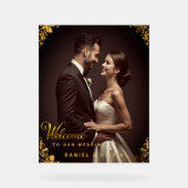 Custom Gold Wedding Welcome Sign with Photo  (Recto)