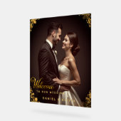 Custom Gold Wedding Welcome Sign with Photo  (Angle)