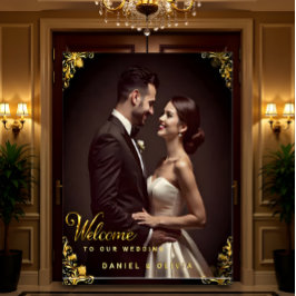 Custom Gold Wedding Welcome Sign with Photo  Acryl Bord