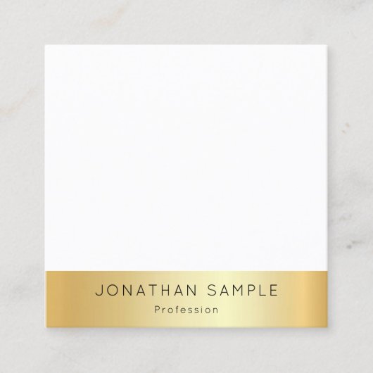 Custom Gold White Modern Elegant Simple Sjabloon Vierkante Visitekaartje (Voorkant)
