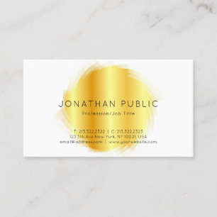 Custom Gold White Modern Elegant Simple Sjabloon Visitekaartje