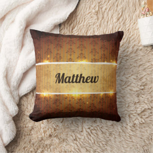 Custom Golden brown Luxury Damask Pillow Kussen