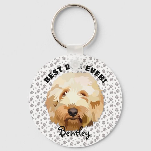 Custom Golden Doodle Sleutelhanger Personaliseert (Voorkant)