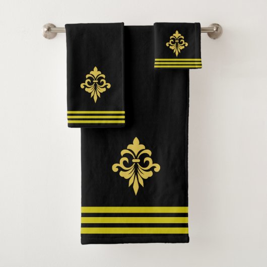 Custom Golden Fleur de Lis, Three Stripes on Black (En situation)