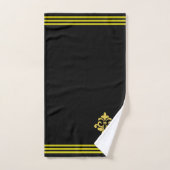 Custom Golden Fleur de Lis, Three Stripes on Black (Serviette à main)