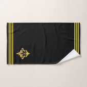 Custom Golden Fleur de Lis, Three Stripes on Black (Serviette à main)
