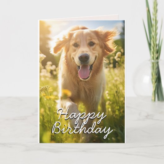 Custom Golden Retriever Birthday Kaart (Voorkant)