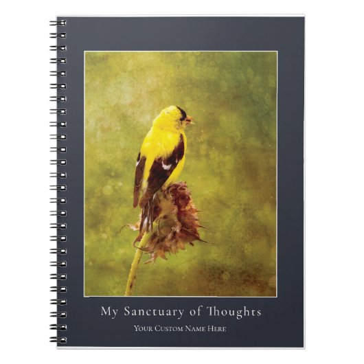 Custom Goldfinch Notebook | Moody Bird Art Journal Notitieboek (Voorkant)