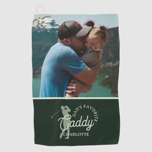Custom Golf Dad Favoriete Caddy Logo Head Golfhanddoek (Voorkant)