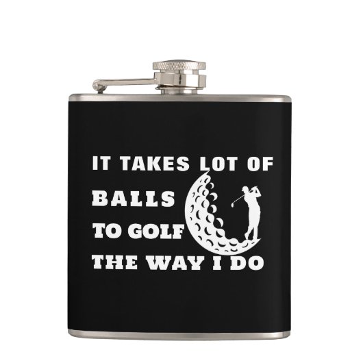 Custom Golf Gift | Neemt ballen mee naar de Golf F Heupfles (Voorkant)