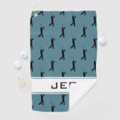 Custom Golf Monogrammed Golfer Pattern Turquoise Golfhanddoek (Insitu)
