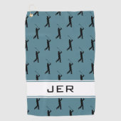 Custom Golf Monogrammed Golfer Pattern Turquoise Golfhanddoek (Voorkant)