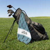 Custom Golf Monogrammed Golfer Pattern Turquoise Golfhanddoek (Groen)