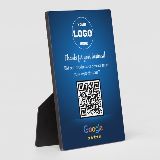 Custom Google Review QR Code Business Blue Plaque (Côté)