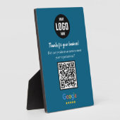 Custom Google Review QR Code Business Navy Plaque (Côté)