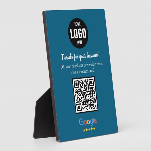 Custom Google Review QR Code Business Navy Plaque (Côté)