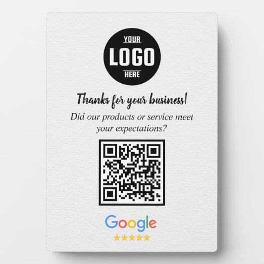 Custom Google Review QR Code Business Plaque (Devant)