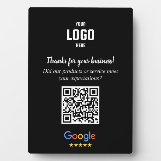 Custom Google Review QR Code Business Plaque (Devant)