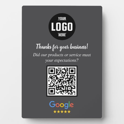 Custom Google Review QR Code Business Plaque (Devant)