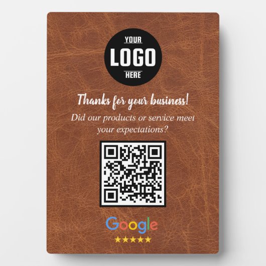 Custom Google Review QR Code Business Plaque (Devant)
