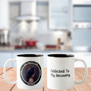 Custom Gothic Sobriety Milestone Gift Tweekleurige Koffiemok