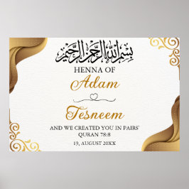 Custom Goud Moslim Islamitische Henna Partij Poste Poster