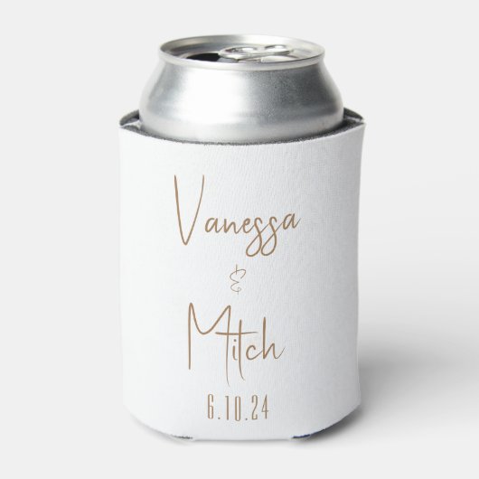 Custom goud wit bruiloft blikjeskoeler (Blikje Voorkant)