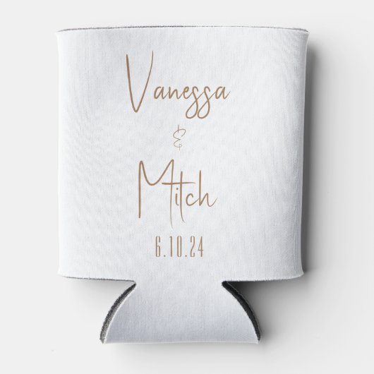 Custom goud wit bruiloft blikjeskoeler (Voorkant)