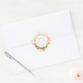 Custom Goud Wit Kerstmis Eucalyptus krans Ronde Sticker (Envelop)