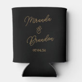 Custom Goud Zwart Bruiloft Blikjeskoeler (Achterkant)
